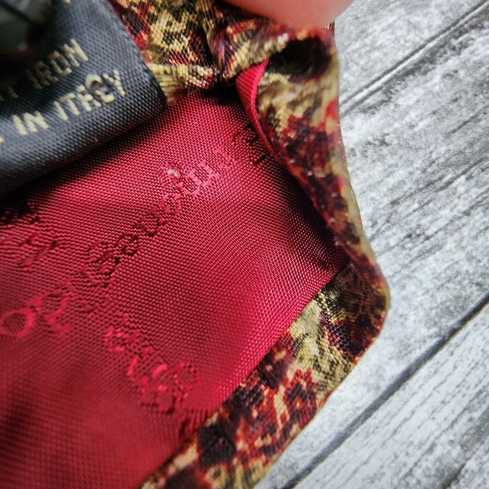 Ermenegildo Zegna Exclusive Design‎ Tie Green Maroon Jacquard Silk Italy Necktie